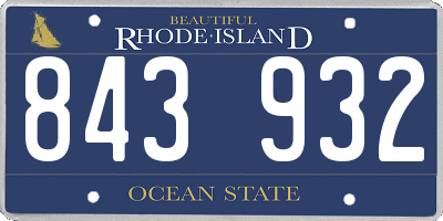 RI license plate 843932