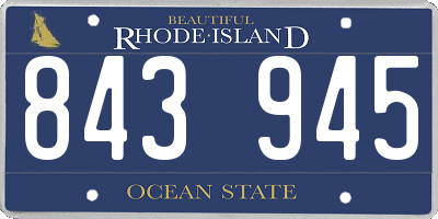 RI license plate 843945
