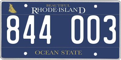 RI license plate 844003