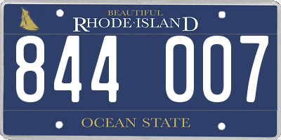RI license plate 844007