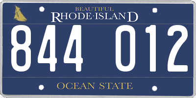 RI license plate 844012