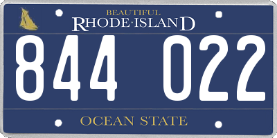 RI license plate 844022