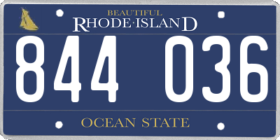 RI license plate 844036