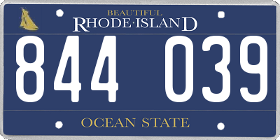 RI license plate 844039