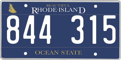 RI license plate 844315