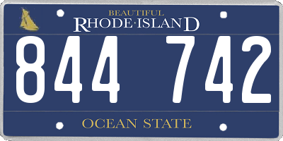 RI license plate 844742