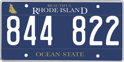 RI license plate 844822
