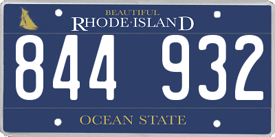 RI license plate 844932