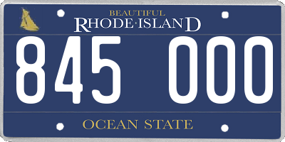 RI license plate 845000