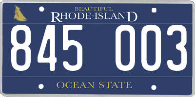 RI license plate 845003