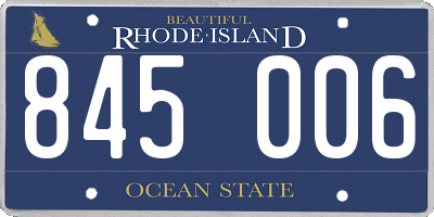 RI license plate 845006
