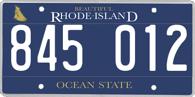 RI license plate 845012
