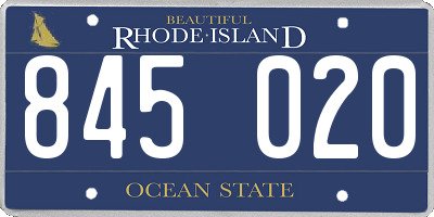 RI license plate 845020