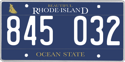 RI license plate 845032