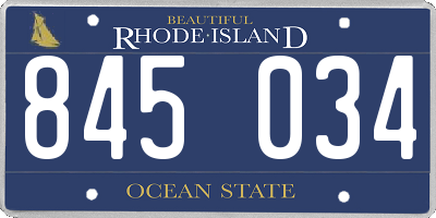 RI license plate 845034
