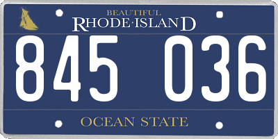 RI license plate 845036