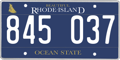 RI license plate 845037