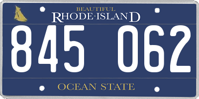 RI license plate 845062