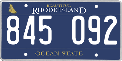 RI license plate 845092