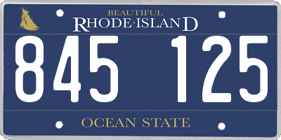 RI license plate 845125