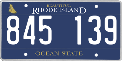 RI license plate 845139