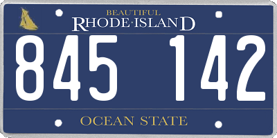 RI license plate 845142