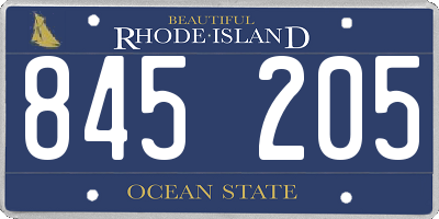 RI license plate 845205