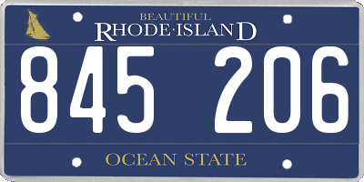 RI license plate 845206