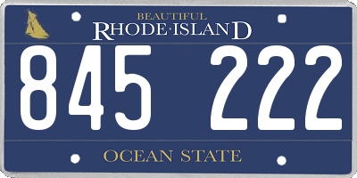 RI license plate 845222