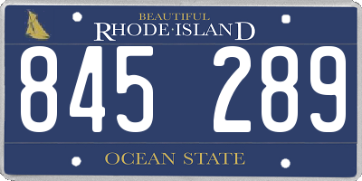 RI license plate 845289