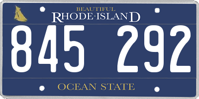 RI license plate 845292