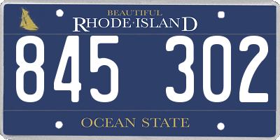 RI license plate 845302