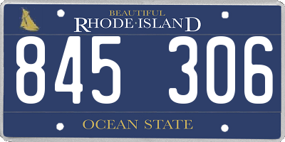 RI license plate 845306