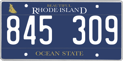 RI license plate 845309