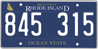 RI license plate 845315
