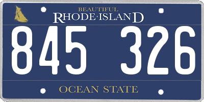 RI license plate 845326