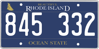 RI license plate 845332
