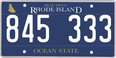 RI license plate 845333