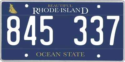 RI license plate 845337