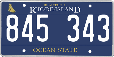 RI license plate 845343