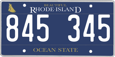 RI license plate 845345