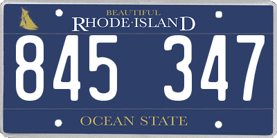 RI license plate 845347
