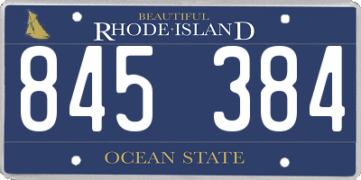 RI license plate 845384