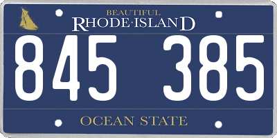 RI license plate 845385