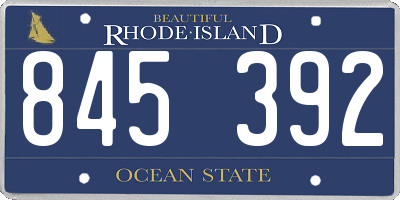 RI license plate 845392