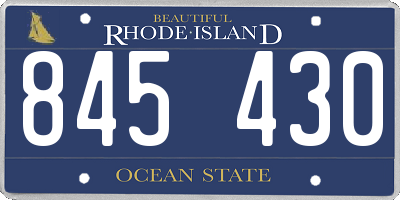 RI license plate 845430