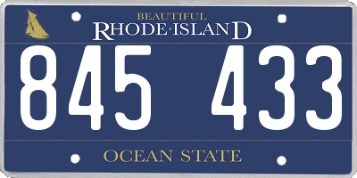 RI license plate 845433