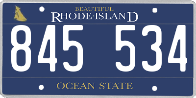 RI license plate 845534