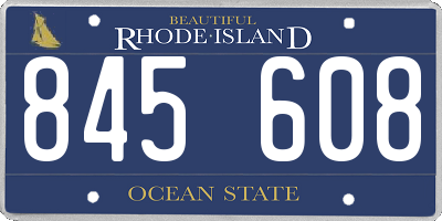 RI license plate 845608
