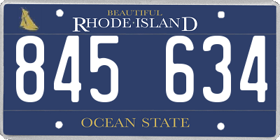 RI license plate 845634